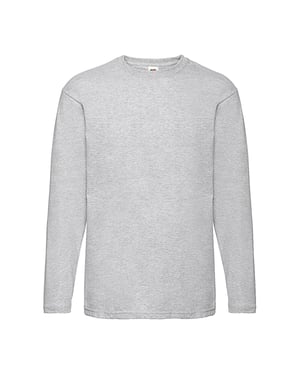 Fruit of the Loom Heren Valueweight Heather T-shirt met lange mouwen (Heide Grijs)