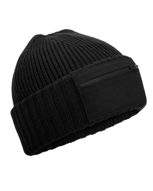 Beechfield Zip Patch muts (Zwart)
