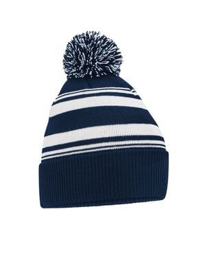 Beechfield Gestreepte muts (Franse marine / Wit)