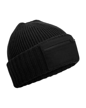 Beechfield Zip Patch muts (Zwart)