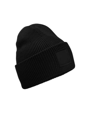 Beechfield Diepe muts met tonale patch voor volwassenen (Zwart)