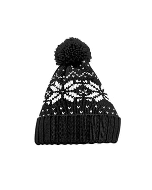 Beechfield Volwassen uniseks Snowstar Fair Isle muts (Zwart/Wit)
