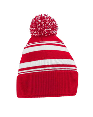 Beechfield Gestreepte muts (Klassiek rood)