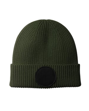 Beechfield Fashion cirkelvormige patch muts (Olijfgroen/zwart)