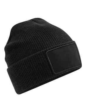 Beechfield Thinsulate Uitneembare Patch Muts (Zwart)