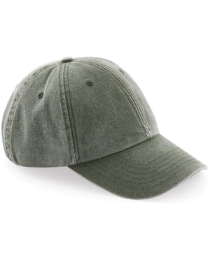 Beechfield Unisex Laag Profiel Vintage Denim-Look Cap (Vintage Olijf)