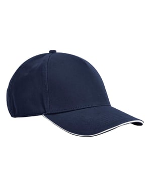 Beechfield EarthAware Classic 5 Panel Organic Cotton Sandwich Peak Baseball Cap (Franse marine / Wit)