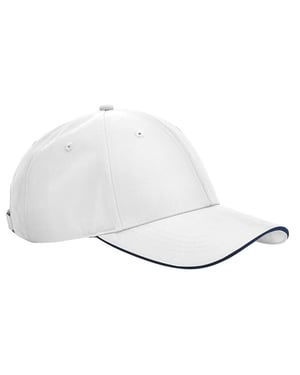 Beechfield Team Sports-Tech Baseballpet (Witte/franse marine)