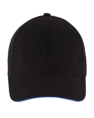 SOLS Buffalo 6 panel baseballpet (Zwart/Loyaal Blauw)