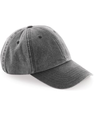 Beechfield Unisex Laag Profiel Vintage Denim-Look Cap (Vintage Zwart)
