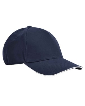 Beechfield EarthAware Klassieke Organic Cotton 5 Panel Baseball Cap (Franse marine / Wit)