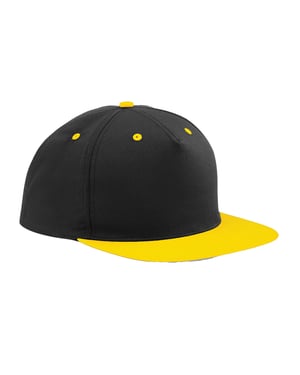 Beechfield Unisex Volwassen Contrast 5 Panel Snapback Cap (ZWART/GEEL)