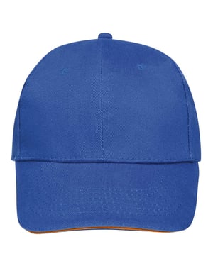 SOLS Buffalo 6 panel baseballpet (Koningsblauw/neon-koraal)