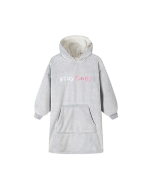 Minoti Meisjes Knuffel Geborduurde Fleece Oversized Hoodie (Grijs)