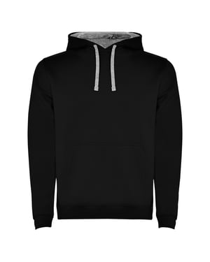Roly Heren Urban Hooded Sweatshirt (Zwart/Heather Grijs)