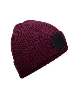 Beechfield Circulaire Patch Beanie (Bourgogne/Zwart)
