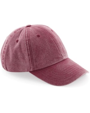 Beechfield Unisex Laag Profiel Vintage Denim-Look Cap (Vintage Rood)