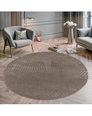 Muratap Vivant japandi rond vloerkleed laagpolig effen - 160 cm rond