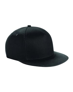 Beechfield Kinder/Kinder 5 Paneel Snapback Cap (Zwart/Zwart)
