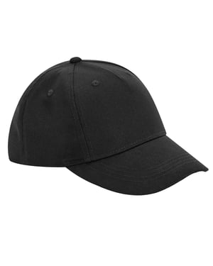 Beechfield 5 Panelen Biologisch Katoenen Baseball Cap (Zwart)