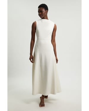Compact Stretch Tailored Colour Block Full Skirted Midi Dress