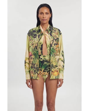 Beach Tropical Spun Viscose Cover Up Shirt