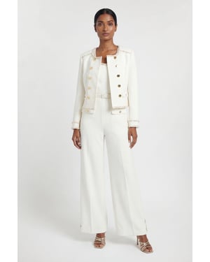 Compact Stretch Embellished Trim Tailored Jacket