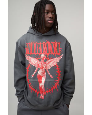 Oversized Nirvana License Printed Hoodie