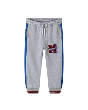 Minoti Jongens Fleece Strepen Joggingbroek (Grijs)