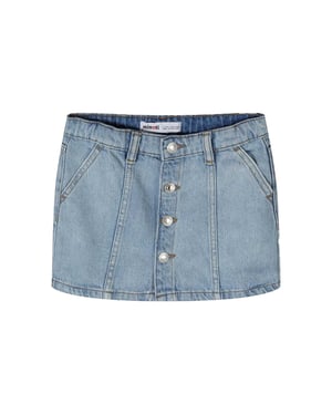 Minoti Effen denim rok met knoopsluiting voor meisjes (Blauw)