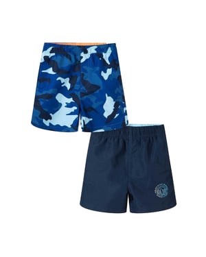 Minoti Effen Camo Zwemshort Jongens (Set van 2) (Blauw)