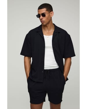 Short Sleeve Oversized Jersey Textured Shirt & Short Set