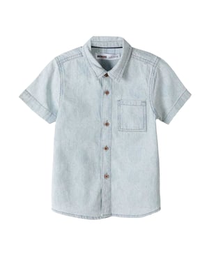 Minoti Jongens Gebleekt Denim Overhemd (Blauw)