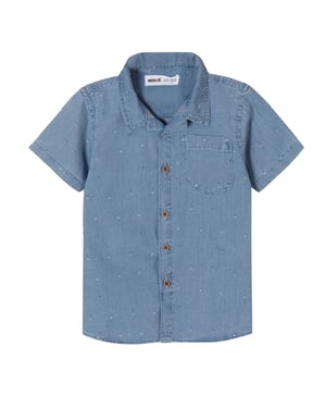 Minoti Jongens Bedrukt Denim Shirt (Blauw)