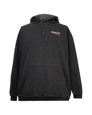 Balenciaga Political Campaign Medium Fit Hoodie in Black Cotton