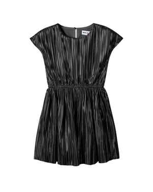Minoti Metallic geplooide jurk voor meisjes (Zwart)