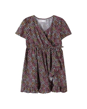 Minoti Meisjes Wrap Frill Hem Jurk (Veelkleurig)