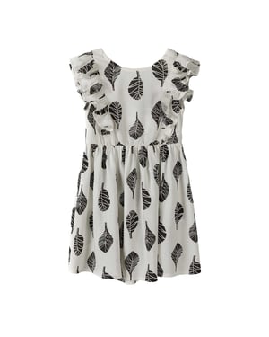 Minoti Zomerjurk met bladmotief voor meisjes (Wit/zwart)