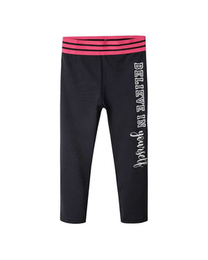 Minoti Meisjes Text Sport Leggings (Zwart)