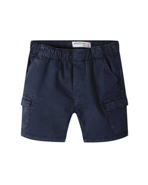 Minoti Jongens Badge Elastische Taille Casual Combat Shorts (Blauw)