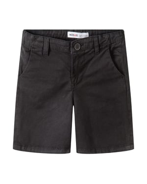 Minoti Jongens Geweven Effen Chino Shorts (Zwart)