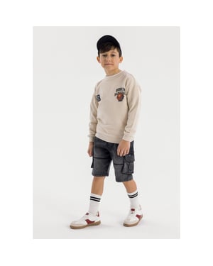 Minoti Jongens Denim Cargo Shorts (Zwart)