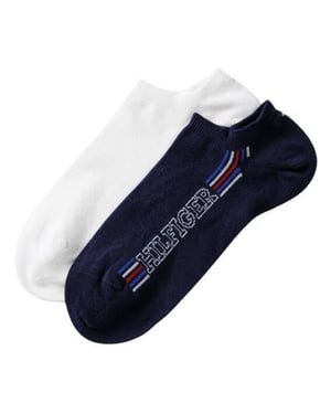 Tommy Hilfiger Herensokken met groot logo (Set van 2) (Wit, Marine)
