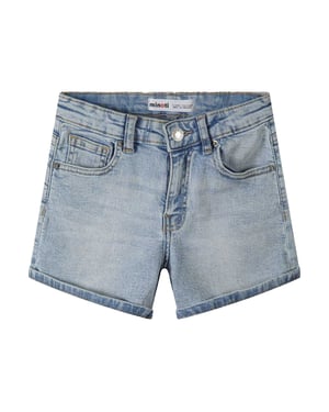 Minoti Effen denim shorts voor meisjes (Blauw)