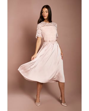 Lisa Tan Colour Block Full Skirt Midi Dress