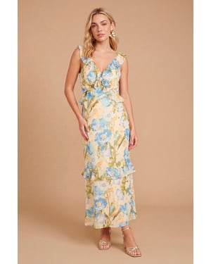 DP Luxe Ruffle Flutter Frill Tiered Hem Midi Dress