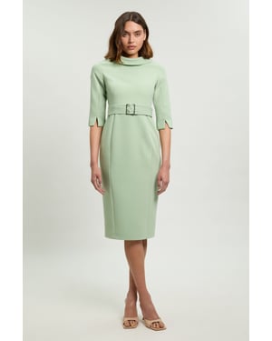 Tailored Roll Neck Pencil Midi Dress