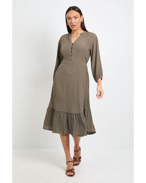 Cheesecloth Button Midi Dress