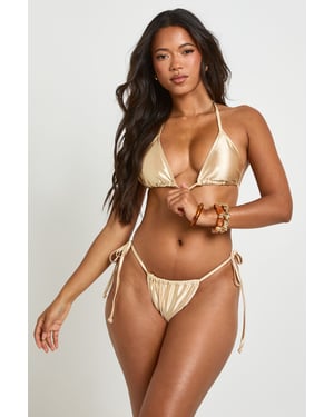 Metallic Triangle Tie Side Bikini