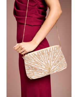 Hannah Diamante Ruched Clutch Bag
